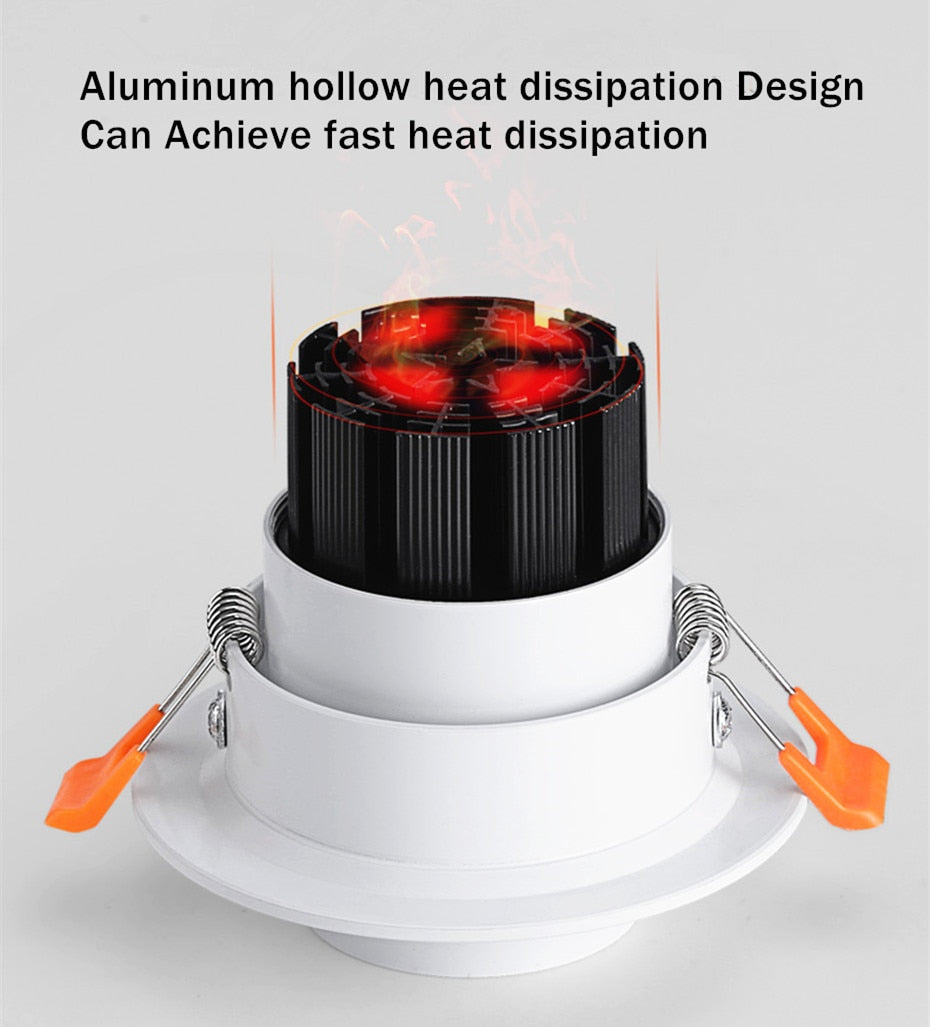 DBF Beam Angle Adjustable 15/45/60 Degrees Recessed LED Downlight 5W 10W 15W Dimmable LED Ceiling Spot Light AC90-265V 3000K