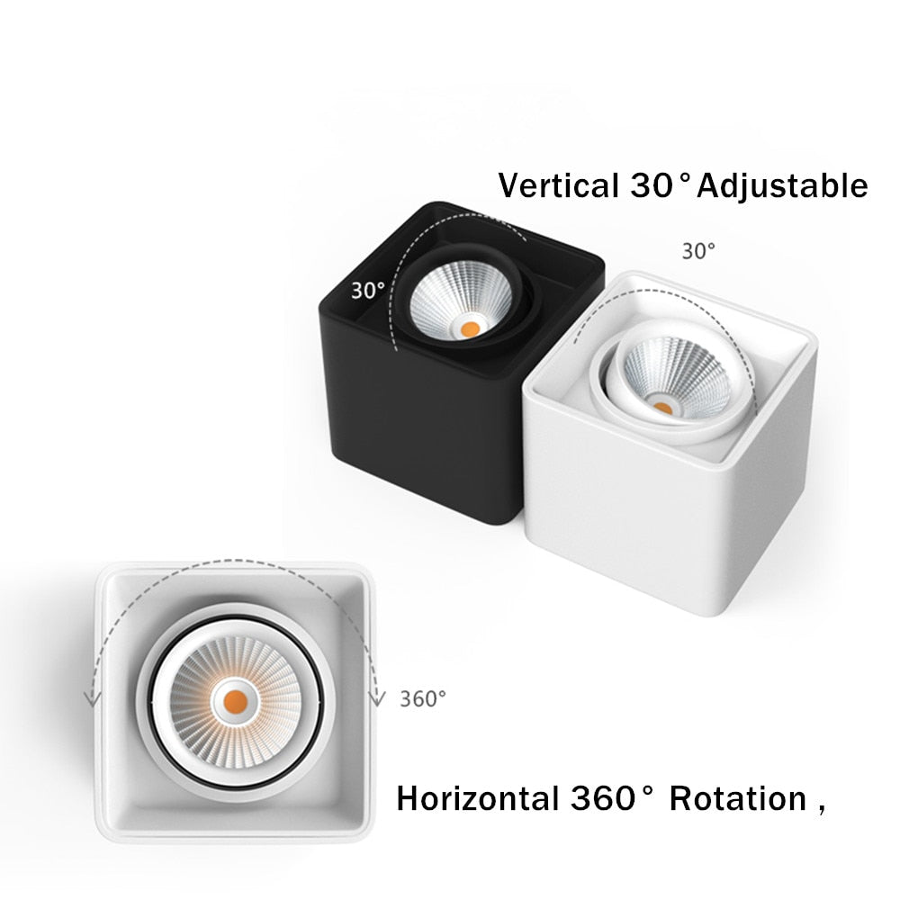 DBF Square COB LED Dimmable Downlights 10W 12W 20W 24W Surface Mounted LED Ceiling Lamps Spot Light LED Downlights AC85V-265V