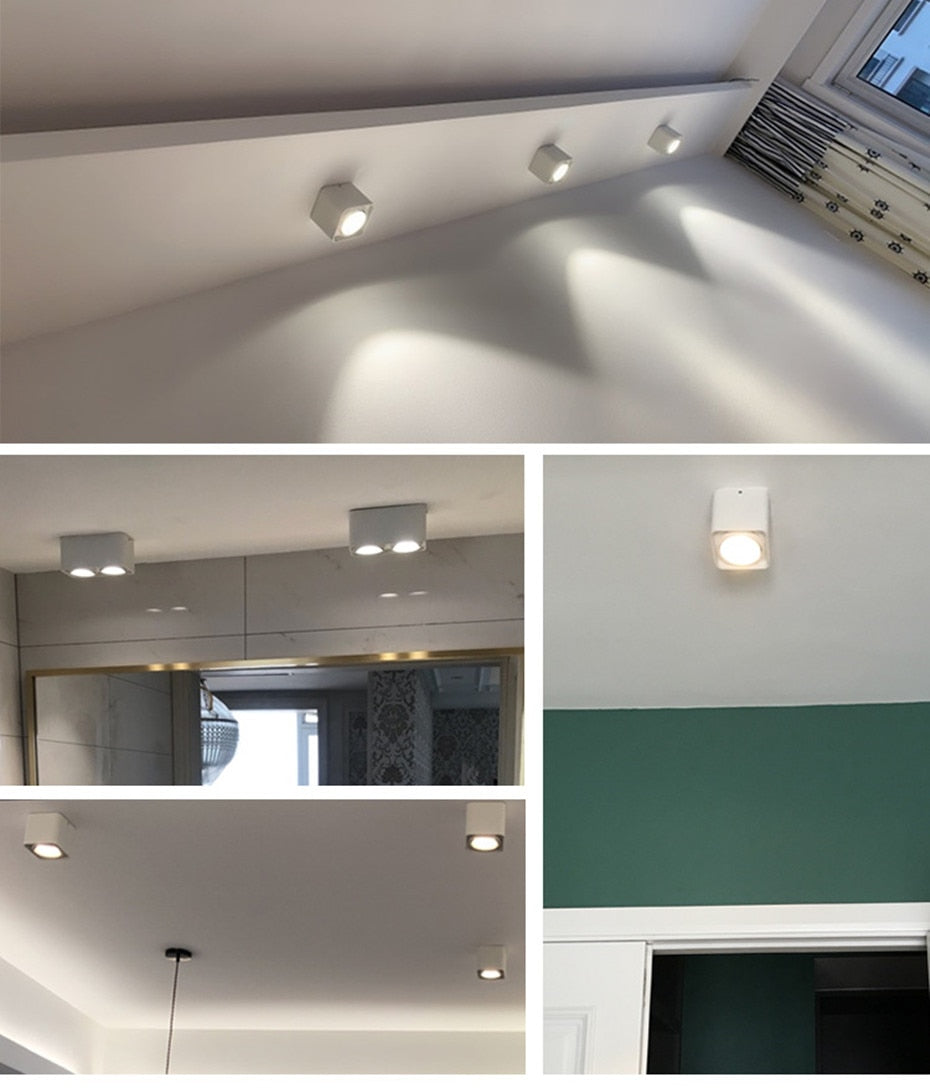 DBF Square COB LED Dimmable Downlights 10W 12W 20W 24W Surface Mounted LED Ceiling Lamps Spot Light LED Downlights AC85V-265V