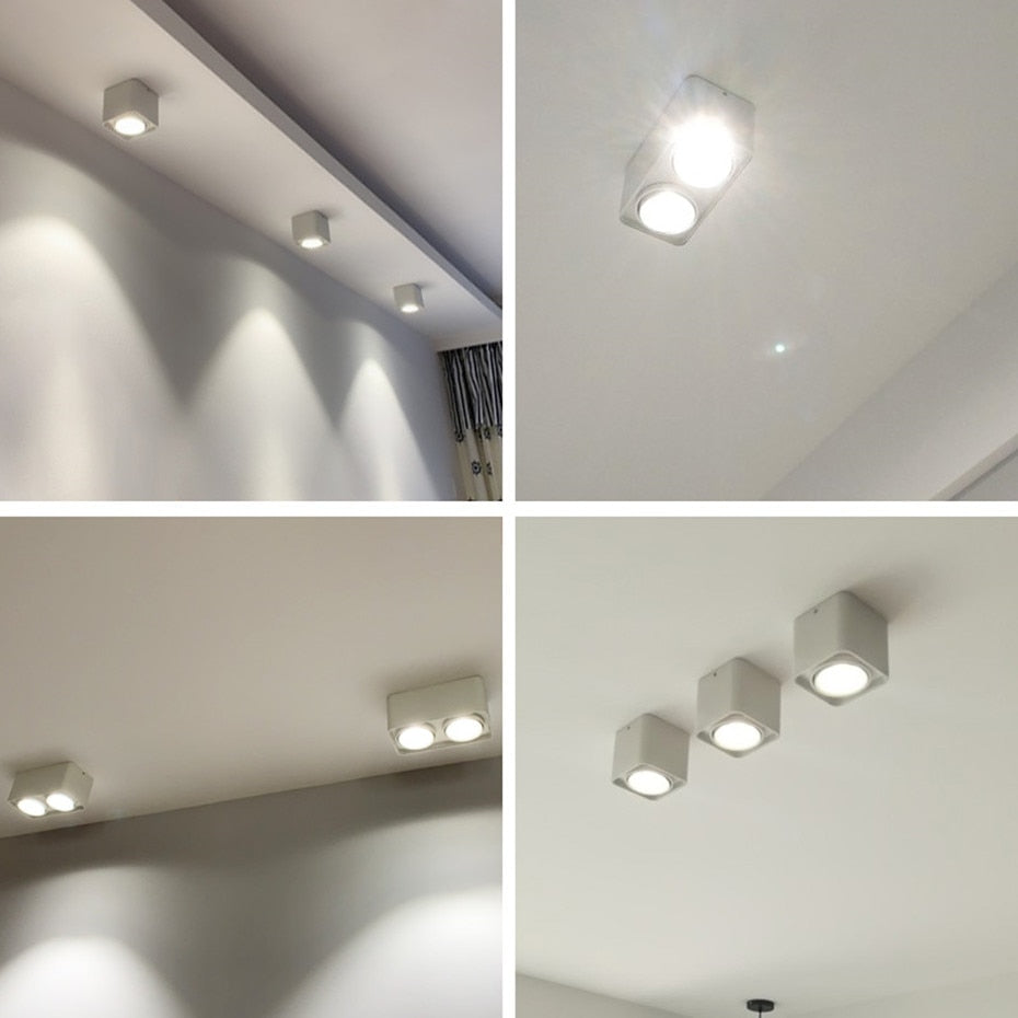 DBF Square COB LED Dimmable Downlights 10W 12W 20W 24W Surface Mounted LED Ceiling Lamps Spot Light LED Downlights AC85V-265V