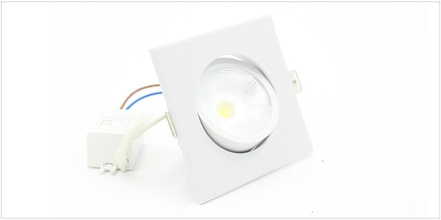 LEDIARY Super Bright LED Downlights Round/Square 75mm Cut Hole Recessed COB Real 5W Angle Adjustable 100-240V Ceiling Spot Lamp