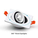 LED Spot Light Ceiling Downlight Dimmable 18W 15W 10W 7W 360 Degree Rotation Square Ceiling Recessed Lamp Natural White