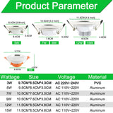 LED Downlight Silver White Frosted Surface 3w 5w 7w 9w 12w 15w AC 220v 110v Round Recessed Ceiling Down Light Indoor Lighting