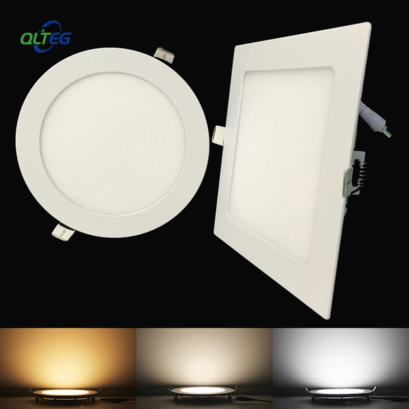 Ultra Thin LED Panel Downlight 3W 6W 9W 12W 15W 18W Round/ Square LED Ceiling Recessed Light AC85-265V LED Panel dimmable lamps