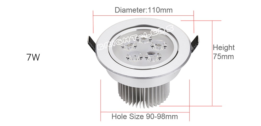 LEDSONLINE 2pc Mini LED Spot 1W 3W 4W Mini 5W 5W 7W Light Spot Light Resessed Ceiling Downlight Dimmable Adjustable Silver Body