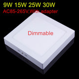 Led Panel Light 9W/15W/25W/30W Square Surface Mounted Dimmable Led ceiling Downlight AC85-265V + LED Driver
