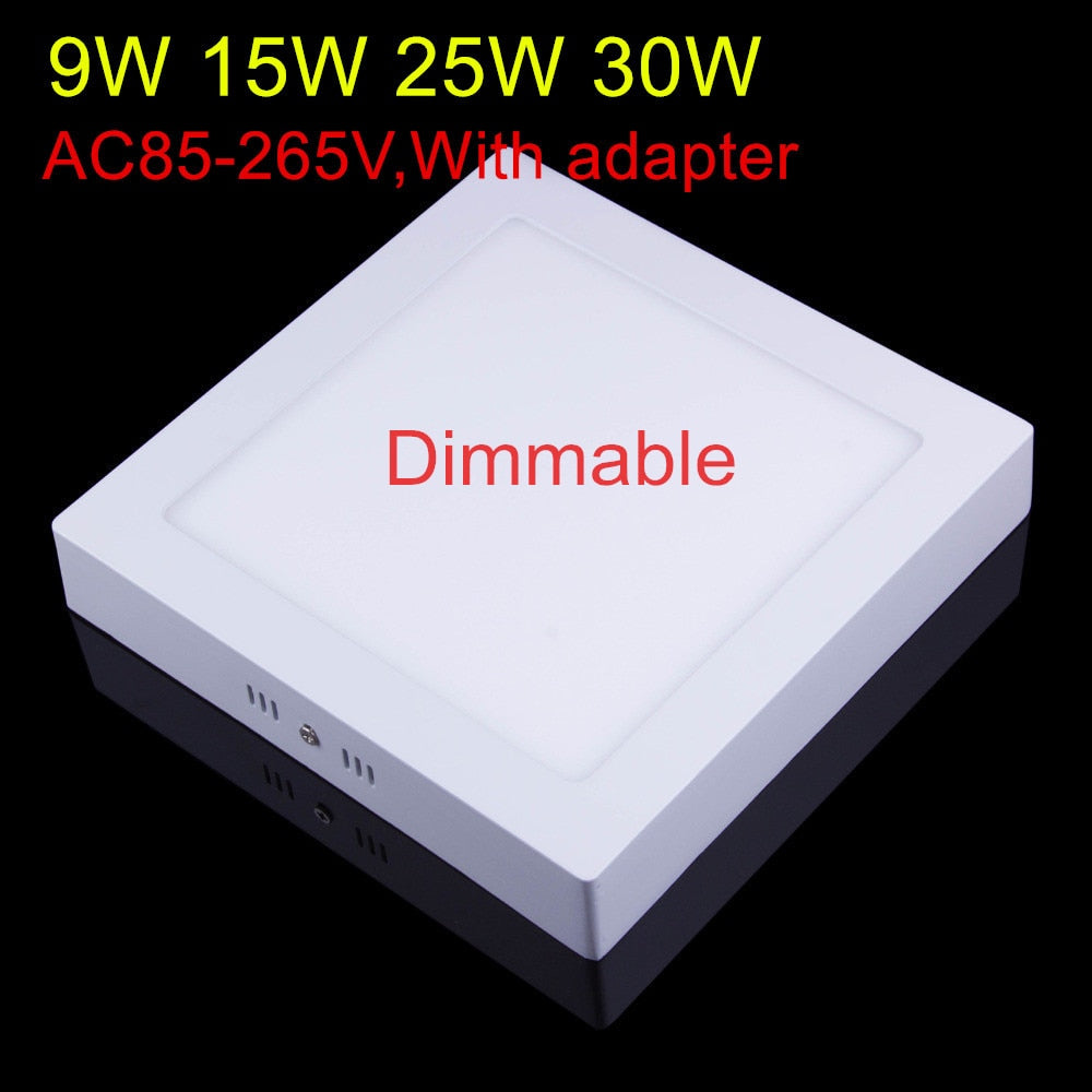 Led Panel Light 9W/15W/25W/30W Square Surface Mounted Dimmable Led ceiling Downlight AC85-265V + LED Driver