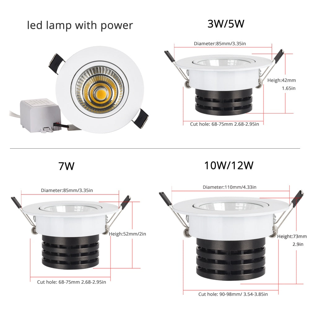 Silver White Black LED Spot Encastrable it Downlight Dimmable 3W 5W 7W 10W Recessed lighting Safety Healthy for home