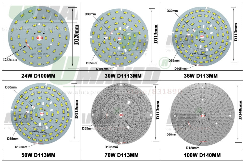 LED PCB+Driver Kit SMD5730 Supper Bright Light Source Aluminum Lamp plate 18W 30W 50W 70W 100W Diy Bulb Downlight Bay Light