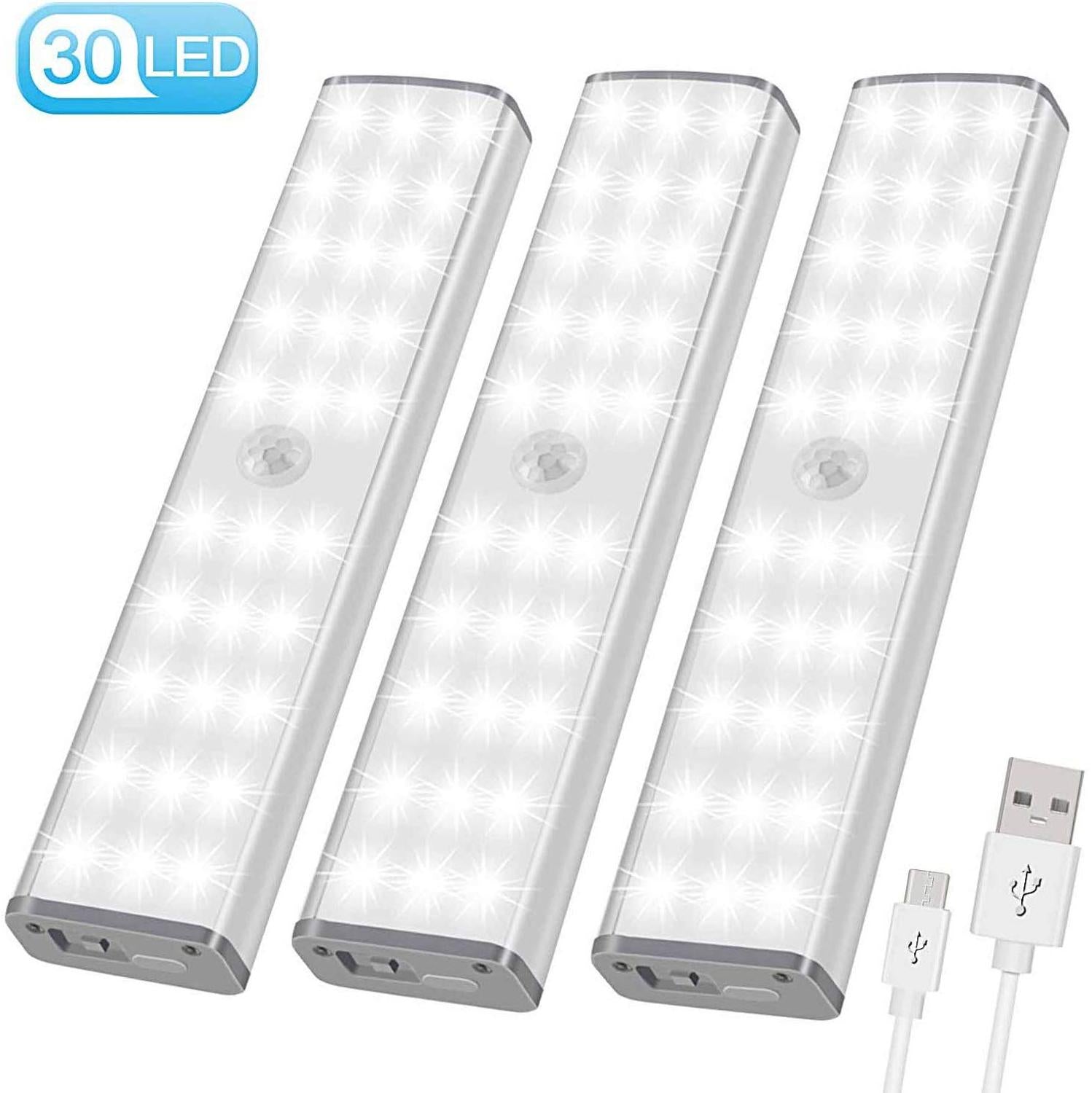 PIR Motion Sensor LED Light USB Wireless LED Kitchen/Wall Lamp 3 Mode Brightness Level 30 LED Closet/Wardrobe/Under Cabinet Light