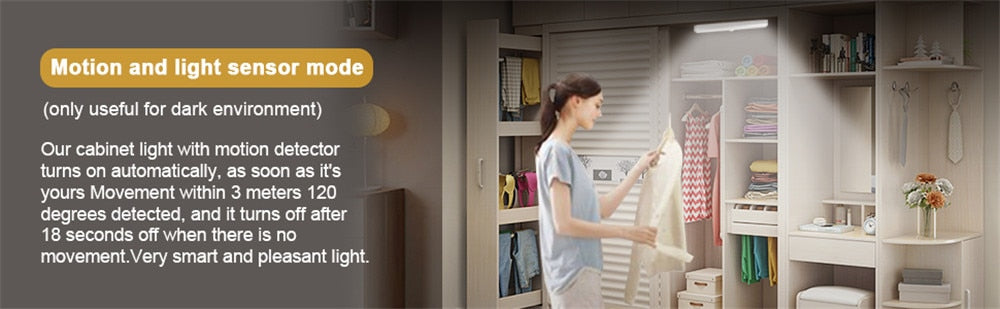 PIR Motion Sensor LED Light USB Wireless LED Kitchen/Wall Lamp 3 Mode Brightness Level 30 LED Closet/Wardrobe/Under Cabinet Light