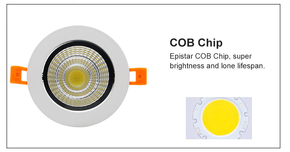 DBF Super Bright Epistar COB LED Recessed Downlight 5W 9W 12W Warm White/Natural White/Cold White LED Ceiling Spot Light AC220V