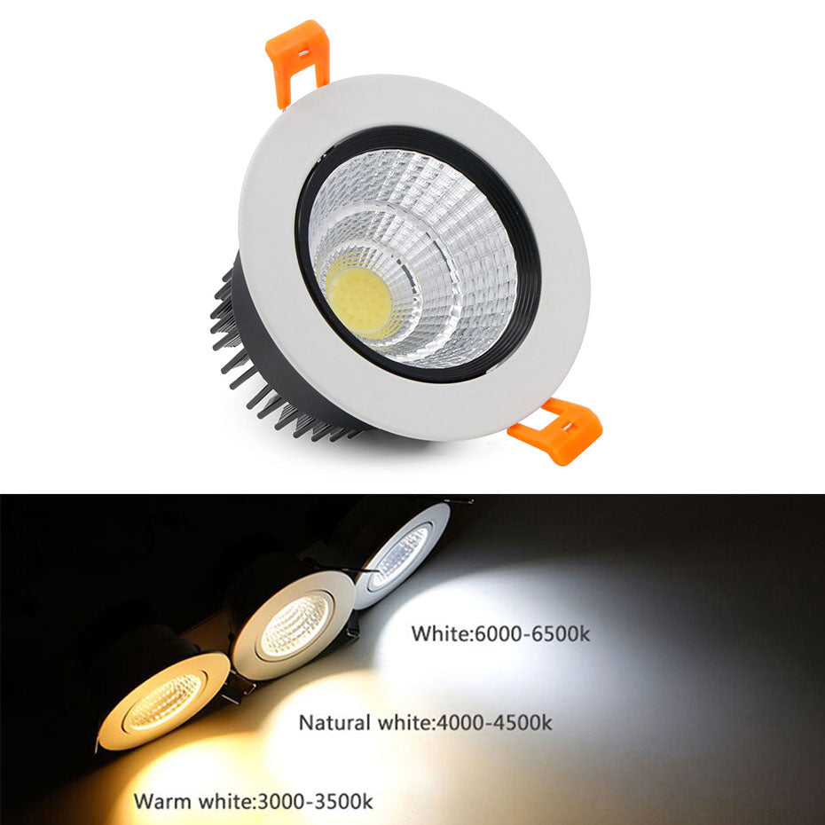 DBF Super Bright Epistar COB LED Recessed Downlight 5W 9W 12W Warm White/Natural White/Cold White LED Ceiling Spot Light AC220V