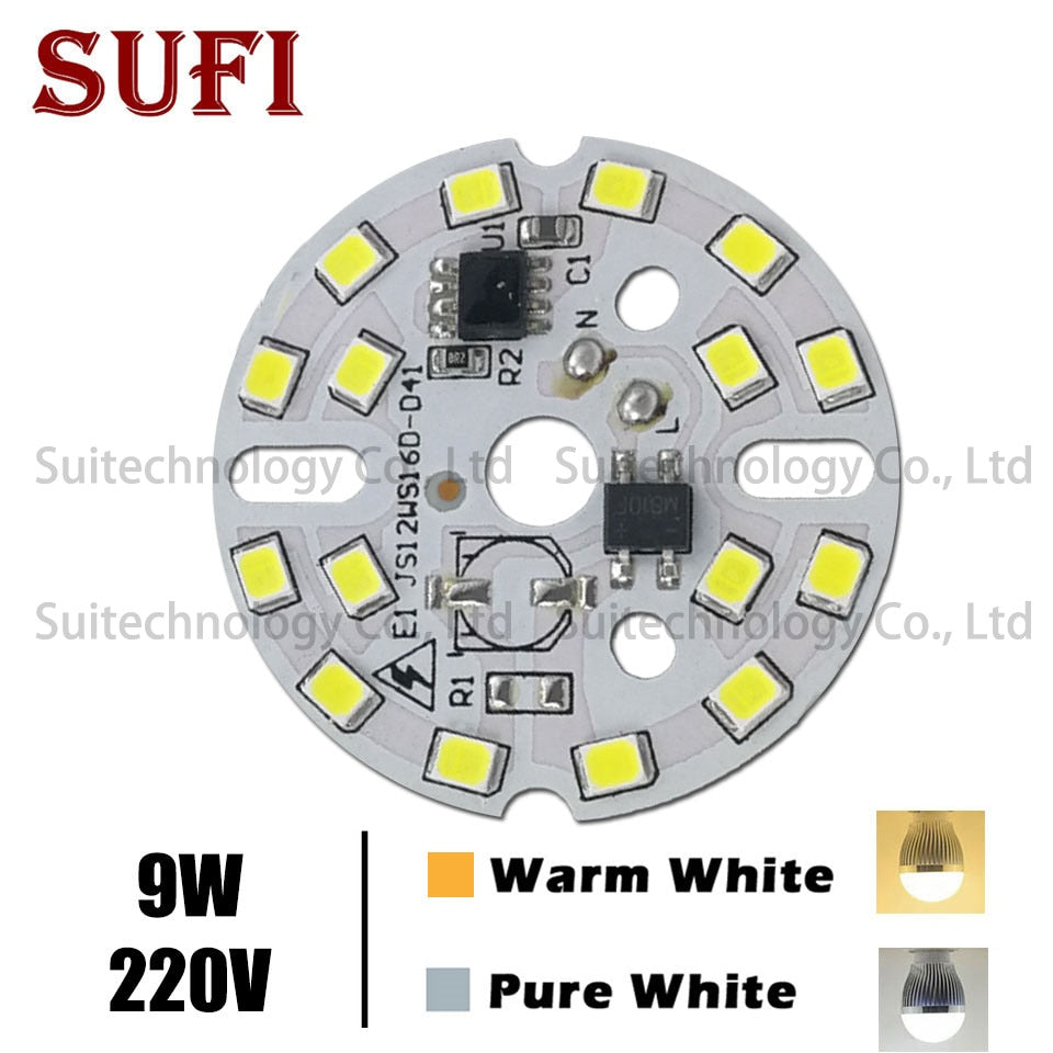 DIY LED Bulb Lamp SMD 9W 40mm Light Chip AC 220V 10pcs Input Smart IC LED Bean For Bulb Light Downlight Spotlight SMD2835