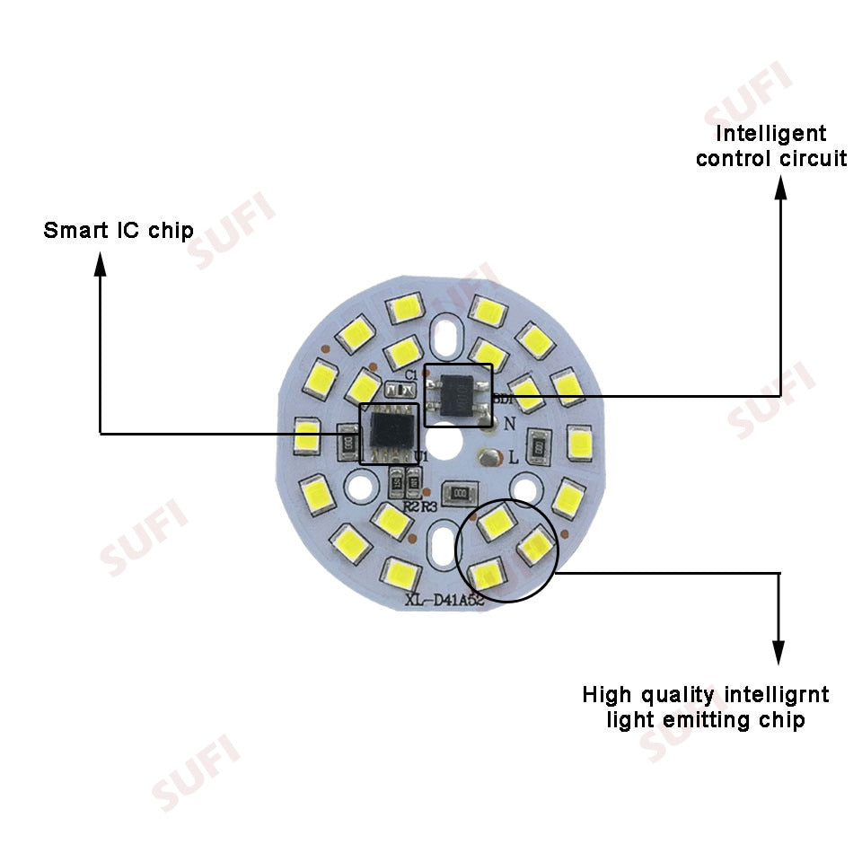 DIY LED Bulb Lamp SMD 9W 40mm Light Chip AC 220V 10pcs Input Smart IC LED Bean For Bulb Light Downlight Spotlight SMD2835