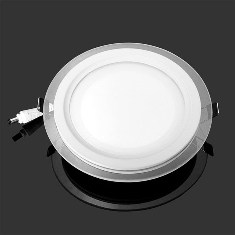 LED Panel Downlight Round Glass Panel Lights 18 Wattage Ceiling Recessed Lighting Lamp AC85-265V With adapter