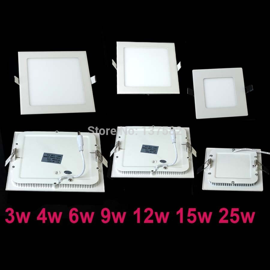 Dimmable LED Downlight 3W 4W 6W 9W 12W 15W 25W Square Ultrathin SMD 2835 Ceiling Panel Lights white / Warm White