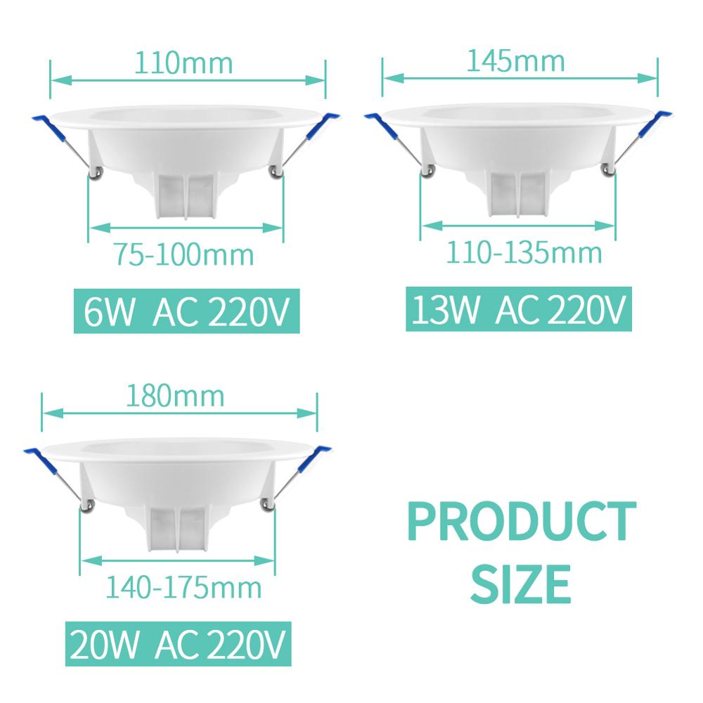 LED Downlight Recessed Lamp 6W 13W 20W Spot Light Home Decor Indoor Bathroom Living Room Outdoor Balcony IP65 Waterproof 220V