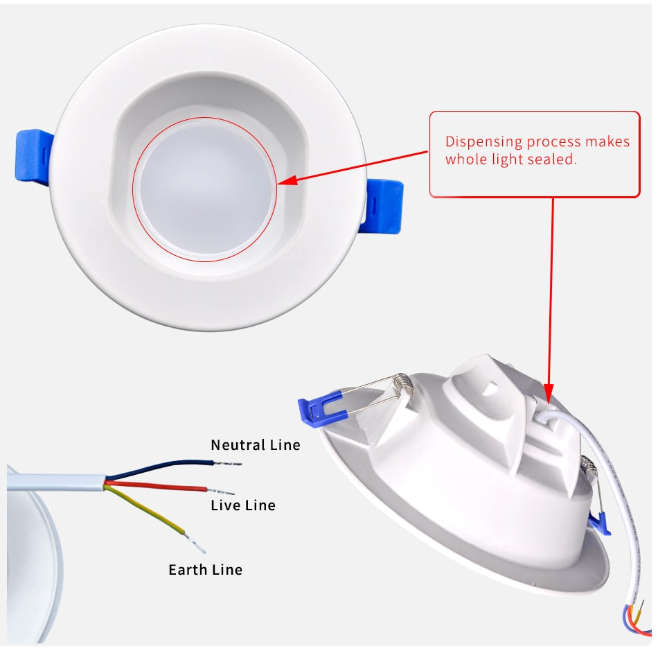 LED Downlight Recessed Lamp 6W 13W 20W Spot Light Home Decor Indoor Bathroom Living Room Outdoor Balcony IP65 Waterproof 220V