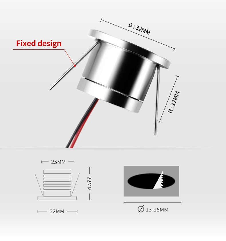 Spot Window display cabinet bar table 12V small spotlight 1W ceiling embedded ceiling Built-in led miniature mini downlight