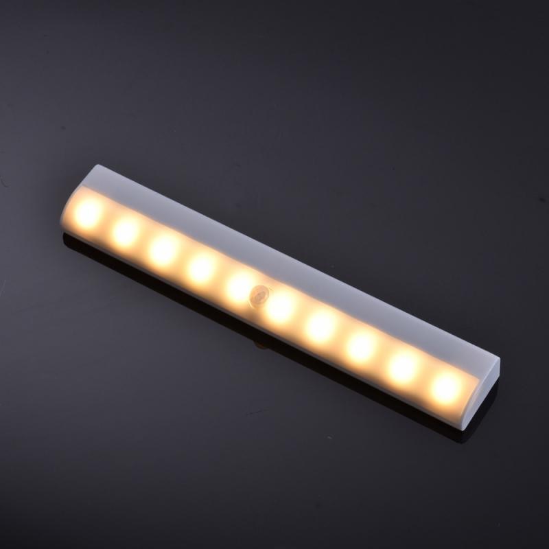 LED Motion Sensor 10 LEDs Lamp Cupboard Wardrobe Bed Lamp LED Wireless Under Cabinet Closet Night Light Battery Powered