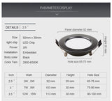 led downlight lamp Black waterproof 3w 5w 7W 9W 12W 15W led spot 220V 230V ceiling recessed downlights round led panel light