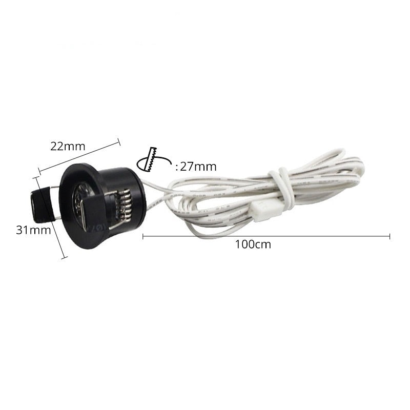  12V Mini LED Black Cabinet Lights Dimmable Lamp Set Remote Control 1.5W 27mm Cut Hole Ceiling Recessed Spot Downlights