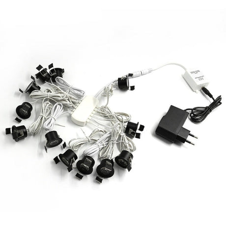  12V Mini LED Black Cabinet Lights Dimmable Lamp Set Remote Control 1.5W 27mm Cut Hole Ceiling Recessed Spot Downlights
