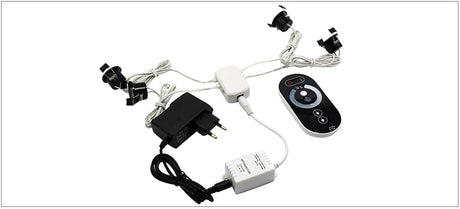  12V Mini LED Black Cabinet Lights Dimmable Lamp Set Remote Control 1.5W 27mm Cut Hole Ceiling Recessed Spot Downlights