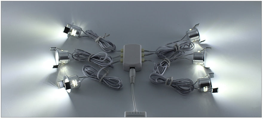  12V Mini LED Black Cabinet Lights Dimmable Lamp Set Remote Control 1.5W 27mm Cut Hole Ceiling Recessed Spot Downlights