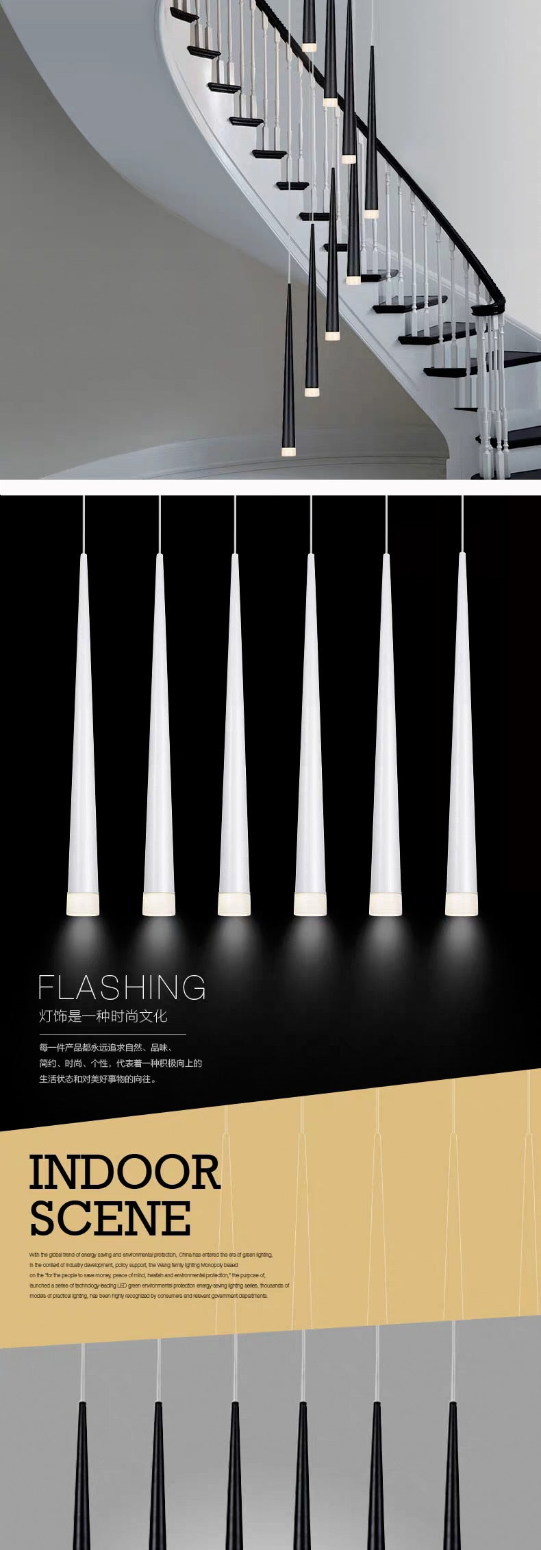 Led long downlight chandelier individual creativity modern dining room chandelier stair light kitchen chandelier bar Chandelier