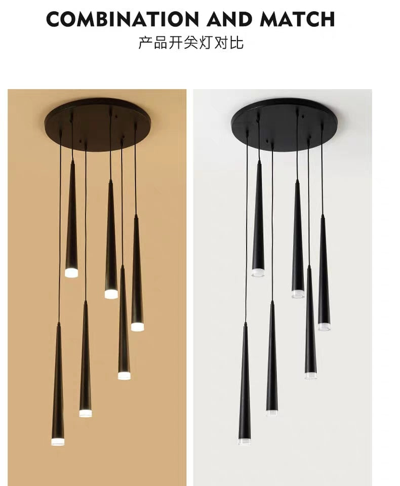 Led long downlight chandelier individual creativity modern dining room chandelier stair light kitchen chandelier bar Chandelier