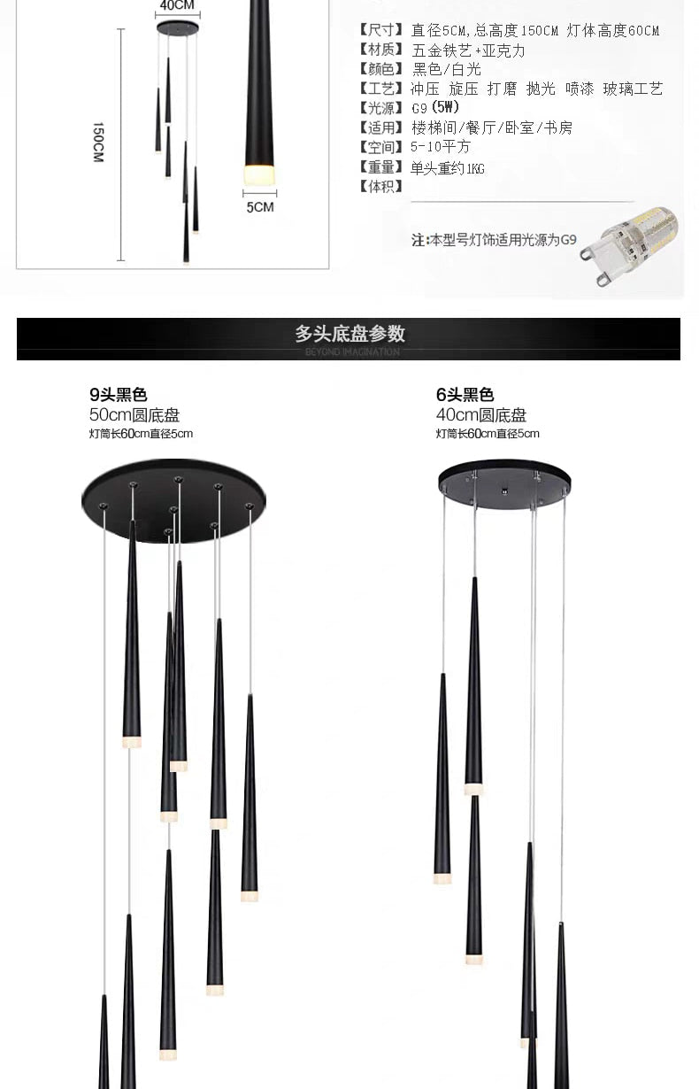 Led long downlight chandelier individual creativity modern dining room chandelier stair light kitchen chandelier bar Chandelier