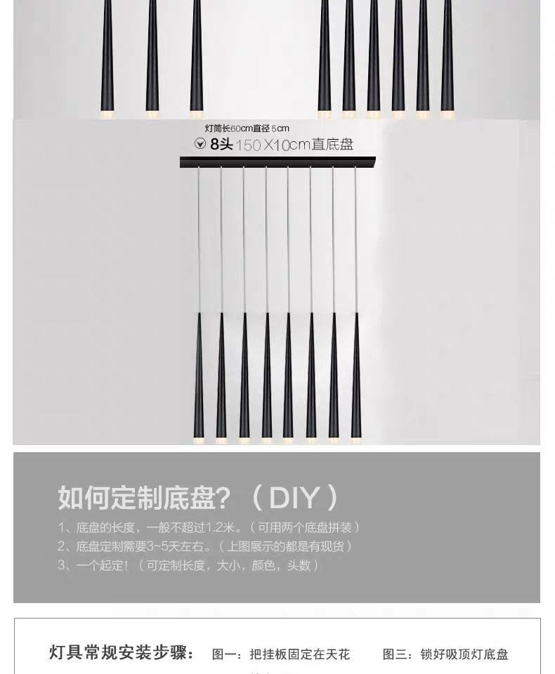 Led long downlight chandelier individual creativity modern dining room chandelier stair light kitchen chandelier bar Chandelier