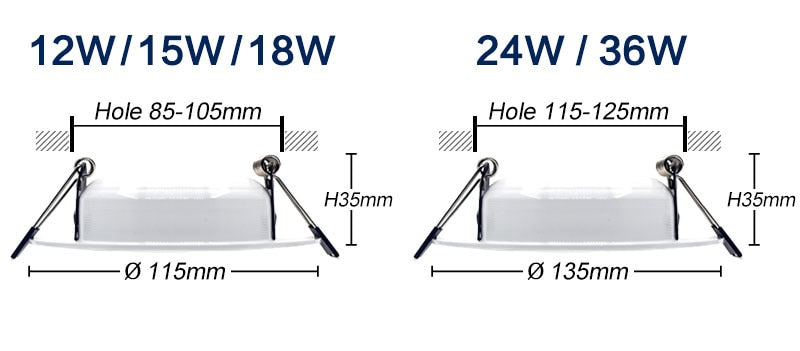 Dimmable Waterproof LED Downlight AC220V 230V 5W 7W 9W 12W 15W 18W 24W LED indoor Lamp Recessed LED Spot Light For Bathroom