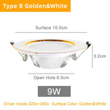 Kaguyahime LED Downlight Gold/Silver/White Ultra Thin Aluminum 3W 5W 9W 12W 15W 18W Down Light 220V Round Recessed Spot Lighting