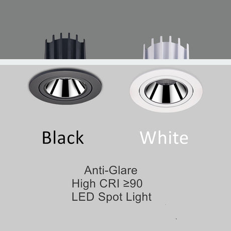 New Anti-glare LED Recessed Downlight Dimmable 7W 12W LED Ceiling Spot Light 3000K/4000K/6000K Angle Adjust Spot Lamp