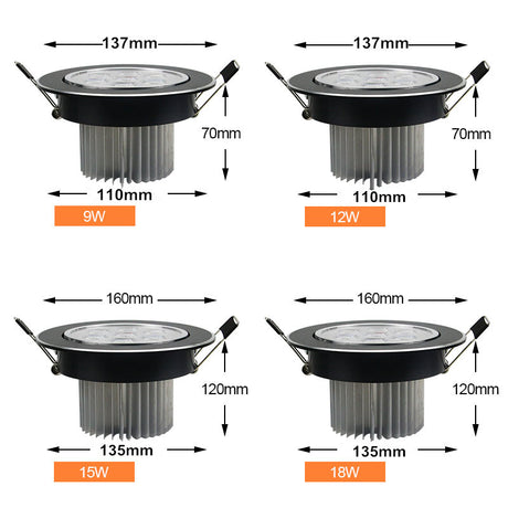  3W 5W 7W 9W 12W 15W LED Downlight Warm White/Cold White Recessed LED Ceiling Spot Light+AC85-265V Driver for Kitchen Foyer