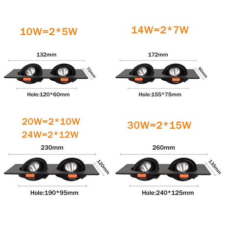 360 Degree Rotation Spot lightings LED Ceiling Recessed Down Light 24w 20w 14w 10w led bulb light for Kitchen Bedroom indoor lamp