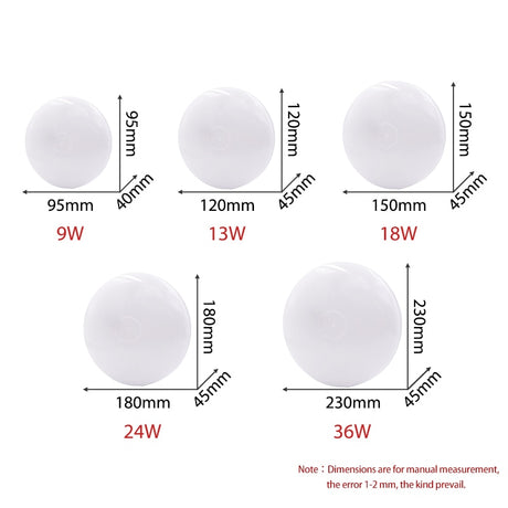 Surface Mount Flush Ultra Thin 6W 9W 13W 18W 24W 36W 48W LED Ceiling light lamp AC85-265V lampada LED Panel Light for Bedroom