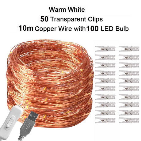 Photo Clip USB LED String Lights Fairy Lights Outdoor Battery Operated Garland Christmas Decoration Party Wedding Xmas