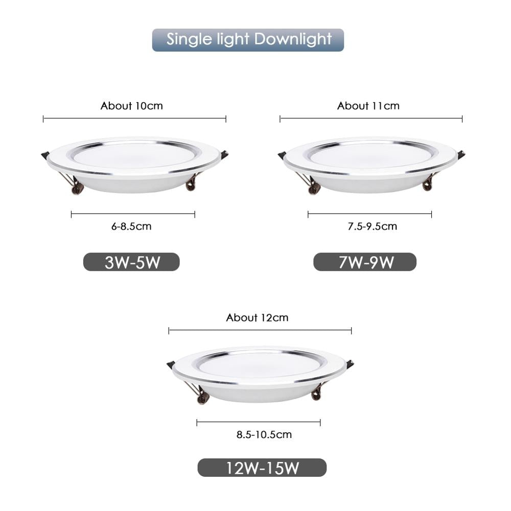 LED Downlight 3W 5W 7W 9W 12W 15W Round Recessed Lamp 220V 230V 240V 110V Home Decor Bedroom Kitchen Indoor Spot Lighting