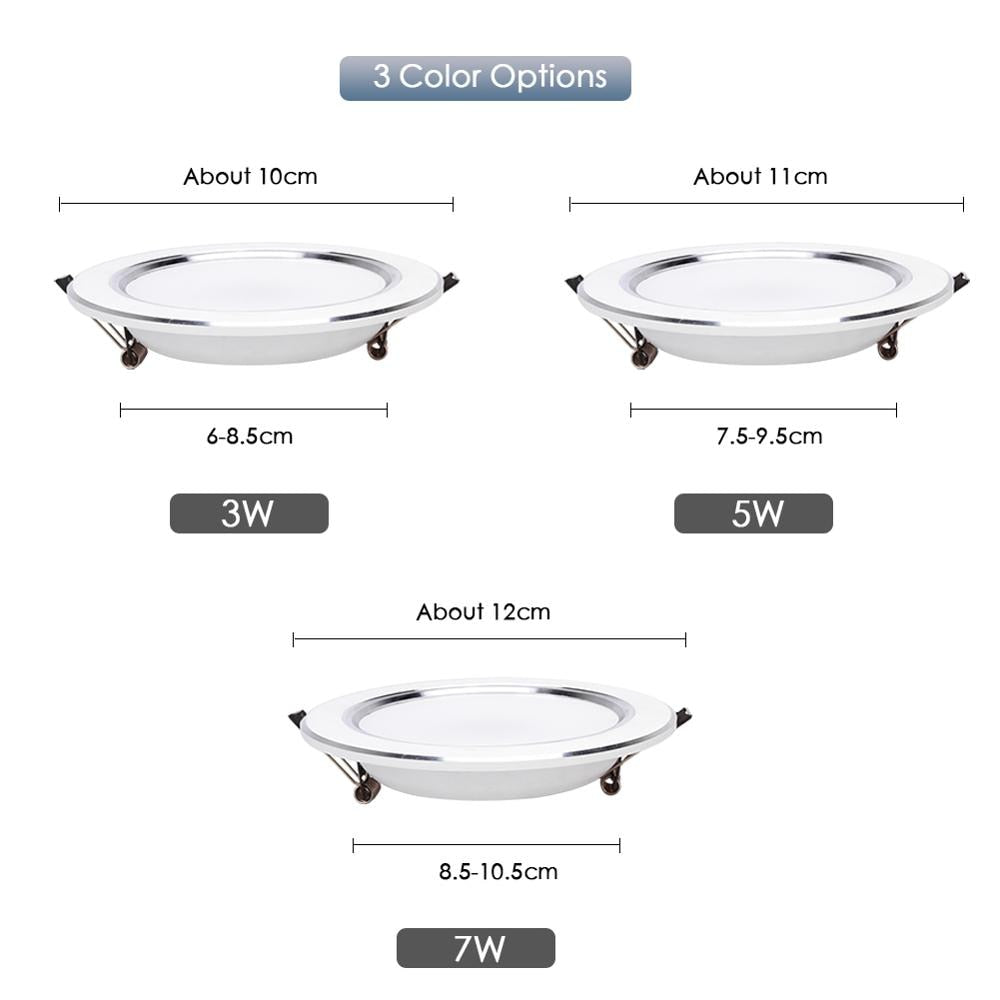 LED Downlight 3W 5W 7W 9W 12W 15W Round Recessed Lamp 220V 230V 240V 110V Home Decor Bedroom Kitchen Indoor Spot Lighting