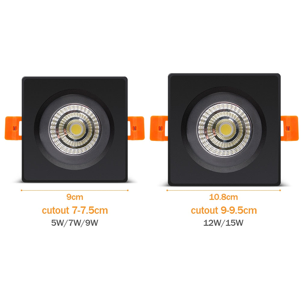 Square LED Downlight COB Recessed Lamp Round 15W 12W 7W IP65 Waterproof LED spot light for Bedroom Bathroom led down light lamp