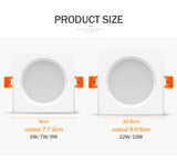 Waterproof LED Downlight 7W 9W 12W 15W Square Recessed Lamp AC110V 220V Indoor IP65 Bathroom lights Outdoor LED Spot Lighting