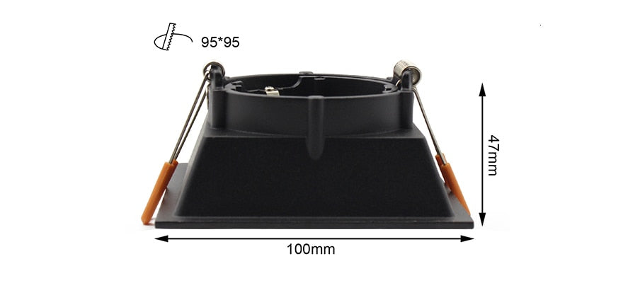 LEDIARY Black LED Downlight Fitting 90-265V Recessed Ceiling Spot Lamp Frame GU5.3 GU10 E27 Bulb Changeable 75MM 90MM Cut Hole