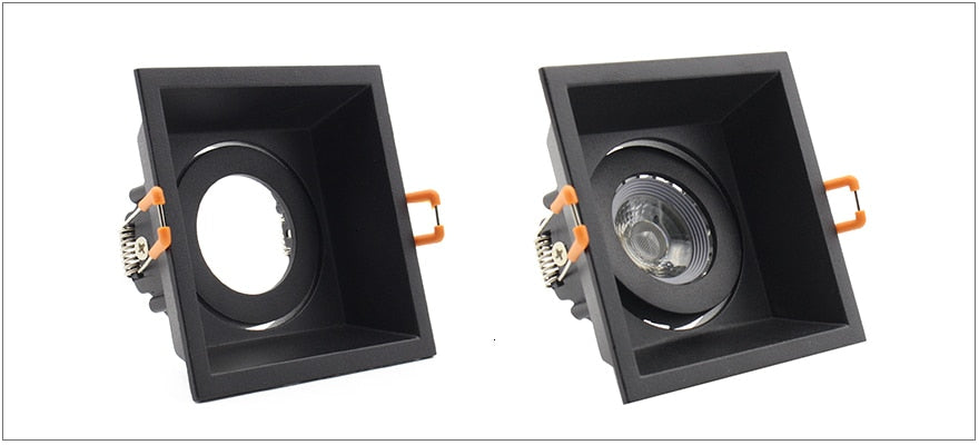 LEDIARY Black LED Downlight Fitting 90-265V Recessed Ceiling Spot Lamp Frame GU5.3 GU10 E27 Bulb Changeable 75MM 90MM Cut Hole
