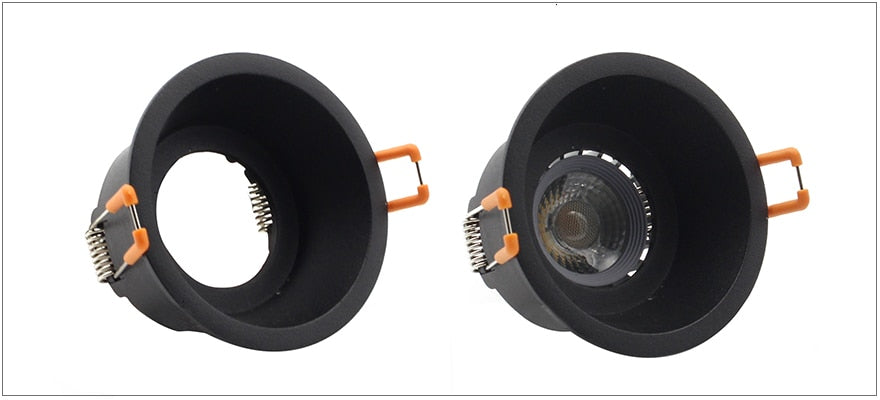 LEDIARY Black LED Downlight Fitting 90-265V Recessed Ceiling Spot Lamp Frame GU5.3 GU10 E27 Bulb Changeable 75MM 90MM Cut Hole