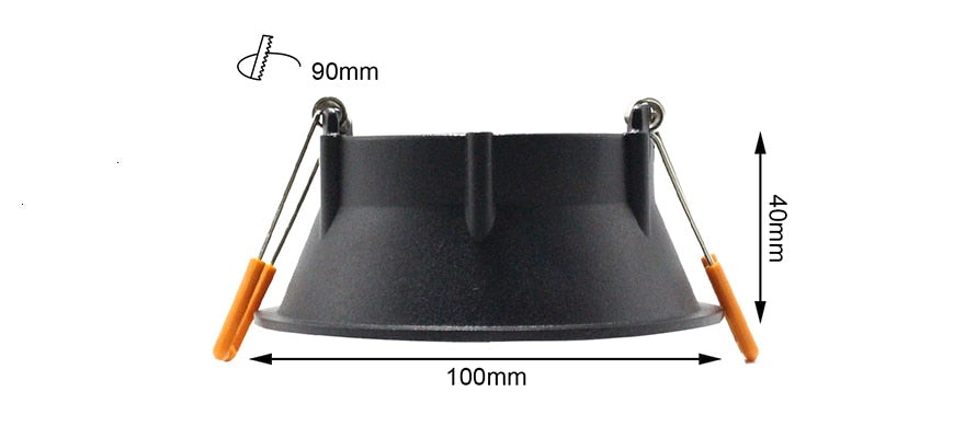 LEDIARY Black LED Downlight Fitting 90-265V Recessed Ceiling Spot Lamp Frame GU5.3 GU10 E27 Bulb Changeable 75MM 90MM Cut Hole