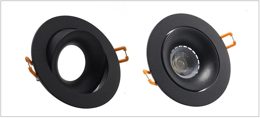 LEDIARY Black LED Downlight Fitting 90-265V Recessed Ceiling Spot Lamp Frame GU5.3 GU10 E27 Bulb Changeable 75MM 90MM Cut Hole